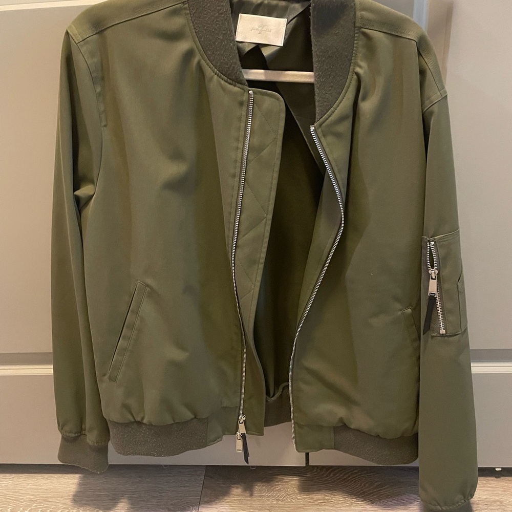 7 For All Mankind Olive Green Bomber - L